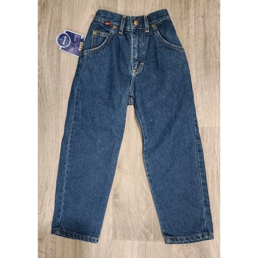 Lee Vtg 80s Girls Size 4-6 Sky Rider Loose Fit Blue Jeans Denims New W/ Tag USA